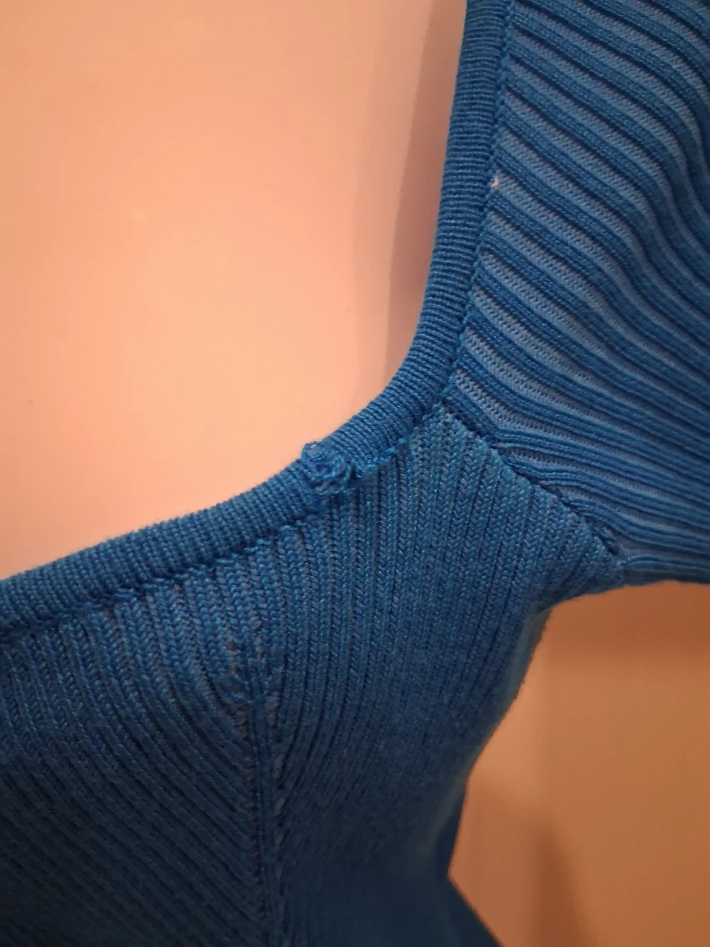 Almost Famous Teal-Blue Ribbed Square Neck Mini Dress